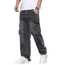 Men Cargo Jeans Mid Rise Hip