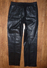 Men's DUNHILL Black Leather Trousers Joggers Style W 34 L 34 Alfred Dunhill