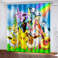 Kids Bedroom Curtains Ring Top Eyelet 3D Pokemon Window Door Decor UV Protect