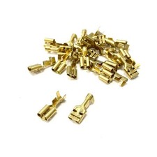 6.3mm Brass Female Spade/Lucar Connectors x 100 Non-Insulated Terminals 3-2922/1