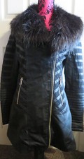 BNWOT Portobello Punk Black Faux Leather Jacket/Detachable Faux Fur Collar 12
