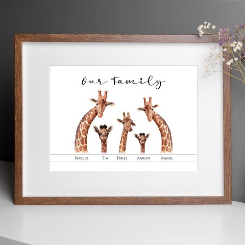 Personalised giraffe family - giraffe,