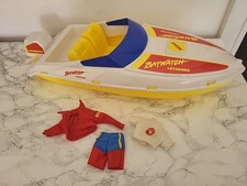 Vintage 1990 Mattel Barbie Baywatch Rescue Boat Plastic Toy Speedboat And Outfit