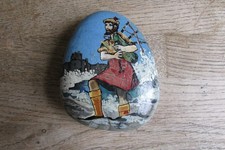 Vintage Hand Painted Pebble Of Scottish Piper 10cm L x 8.5cm W