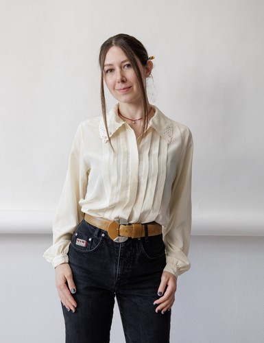 Vintage 80s cream - 80s, cutwork