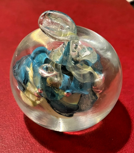 Art glass apple paperweight - art,