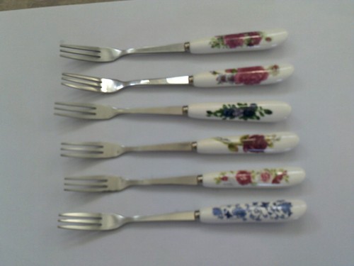 Cake pickle forks ceramic - 6, cake/