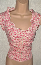 3 Pink Bundle corset top 14 16 42 44 ribbon summer boho frill lace up gypsy