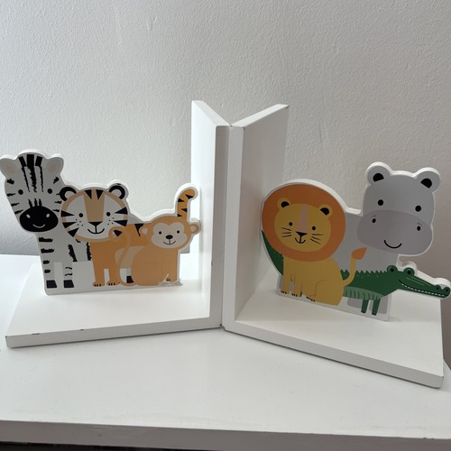 Safari themed wooden bookends - safari,