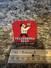 1940s Felsenbrau Beer Matchbook Holder Cincinnati Tin Metal Sign Clyffside