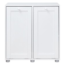 Saxony® Laundry Cabinet 2 Tilt-Out Baskets Hamper Storage Box Wooden Clothes Bin