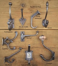  Antique Vintage Style Cast Iron Coat Hooks -Choice Of Design & Size x 1 Hook