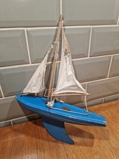 Vintage Midcentury Star of England Blue Wood Pond Yacht SY1