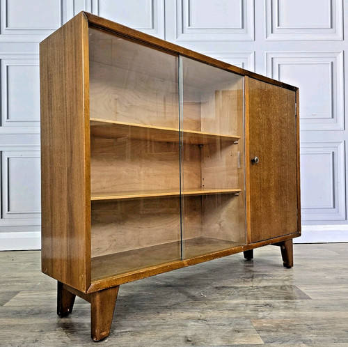 Vintage lebus glazed bookcase - glazed,