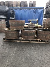  Half Solid oak Whisky barrel Planters garden Patio lawn tub flower pot.
