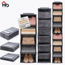 Wardrobe Organiser Hanging Storage for Clothes Shoes Closet Shelves 5/6/10 Tier