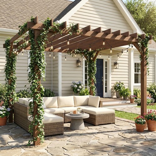 M wooden pergola - x,
