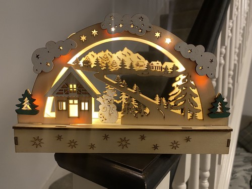 Wooden light snowman - wooden,
