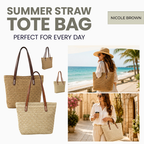 Nicole brown straw - nicole, tote