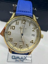 OMAX Men Blue Leather Analouge