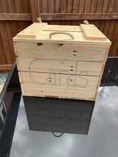 Wooden Wedding Card Box, Authentic, Hand-made with hessian rope handle on lid