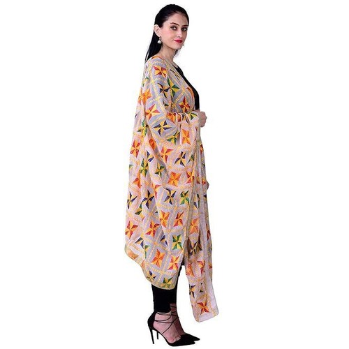 Phulkari dupatta chiffon - chiffon, hand