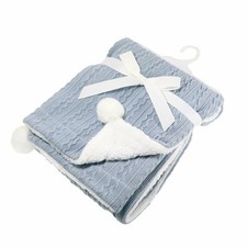 Dusky Blue Cable Knit Blanket