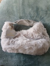 Womens Faux Fur Handbag Fluffy Shoulder Bag - Grey