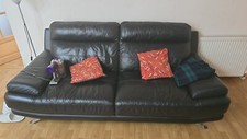 Harveys Black leather Genoa (LLM) 3 seater Sofa