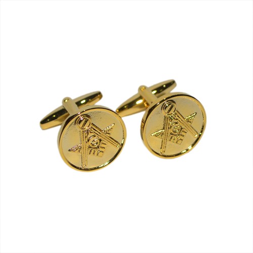 Golden masonic round - golden, cufflinks