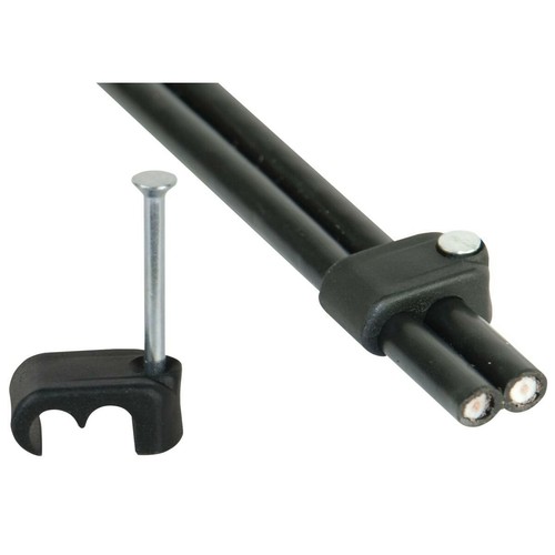 Twin black cable clips - pack, of