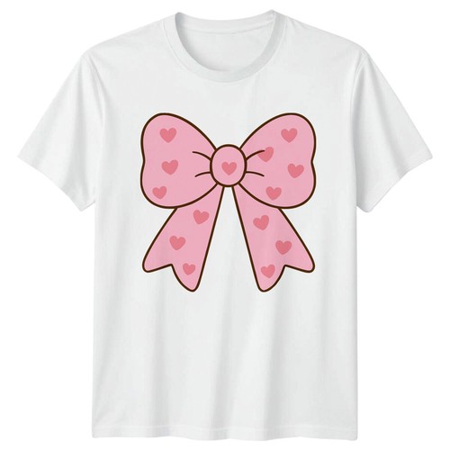 Pink bow hearts ladies - pink,