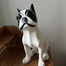 Vintage French Bulldog Sitting Statue - 37 Cms Tall - Possibly Chalk/resin