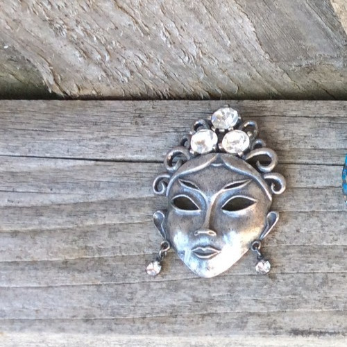 Vintage large lady metal mask - lady,