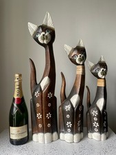 HAND CARVED WOODEN SET OF 3