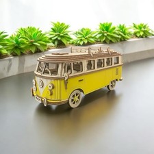 Vintage Yellow Wooden Camper