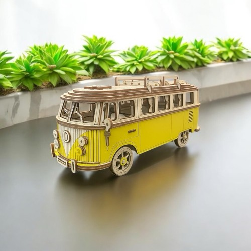 Vintage yellow wooden camper - vintage,