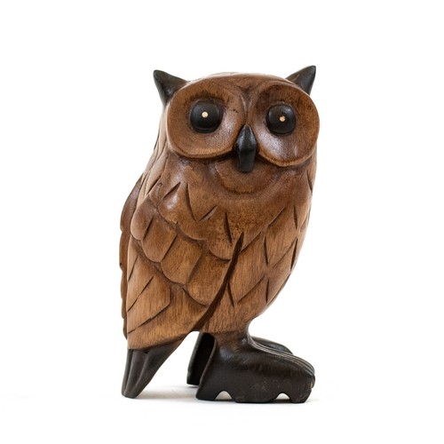 Wooden carved owl 31cm high - owl,