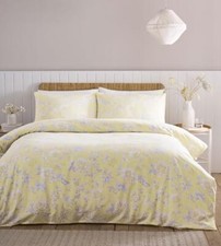 New Duvet set cottage flowers lemon yellow quilt cover pillow cases bedding