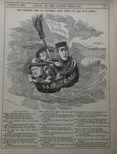 Antique Punch Print – Gotham Men at Sea in a Bowl | 1884 Satire | Victorian