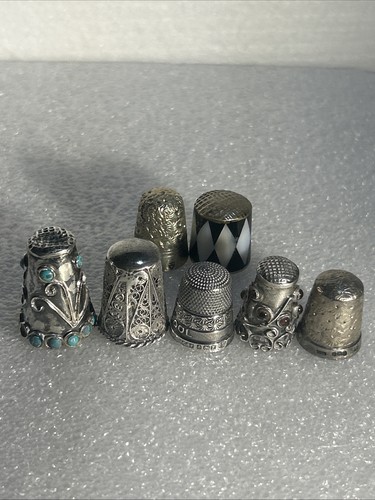 Silver thimbles 2 white - thimbles, &
