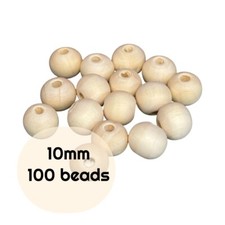 Natural Untreated Round Wooden Beads Plain  10mm  Light Beige Pack of 100