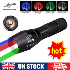 Zoom 4 IN 1 Multi Color LED Flashlight Night Hunting Torch USB UK