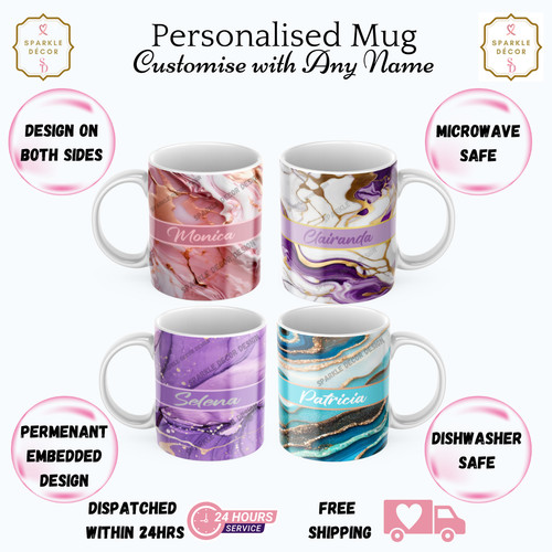 Personalised marble mug - mug, custom