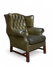 ANTIQUE LEATHER CHESTERFIELD ARMCHAIR GEORGIAN STYLE VINTAGE