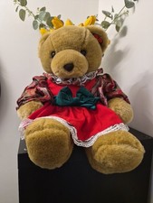 Allders Of Croydon Exclusive Teddy Bear Wearing Dress Large Soft Vintage Plush
