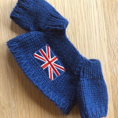 Blue knitted jumper for teddy - knitted,