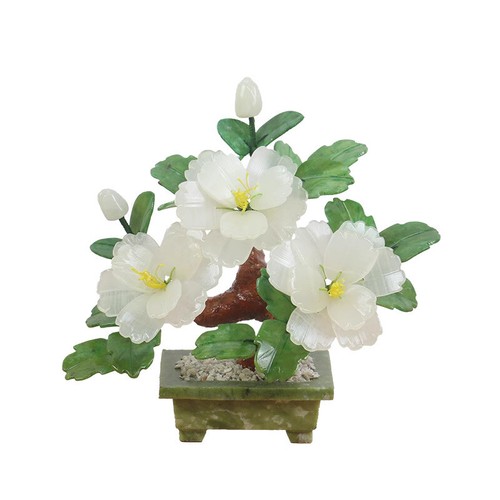 Natural jade peony bonsai - jade,