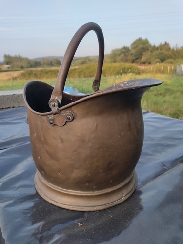 Antique brass coal scuttle - brass,
