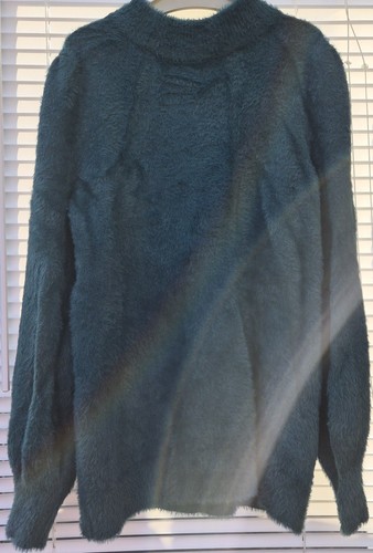 Teal coloured fluffy jumper - coloured,